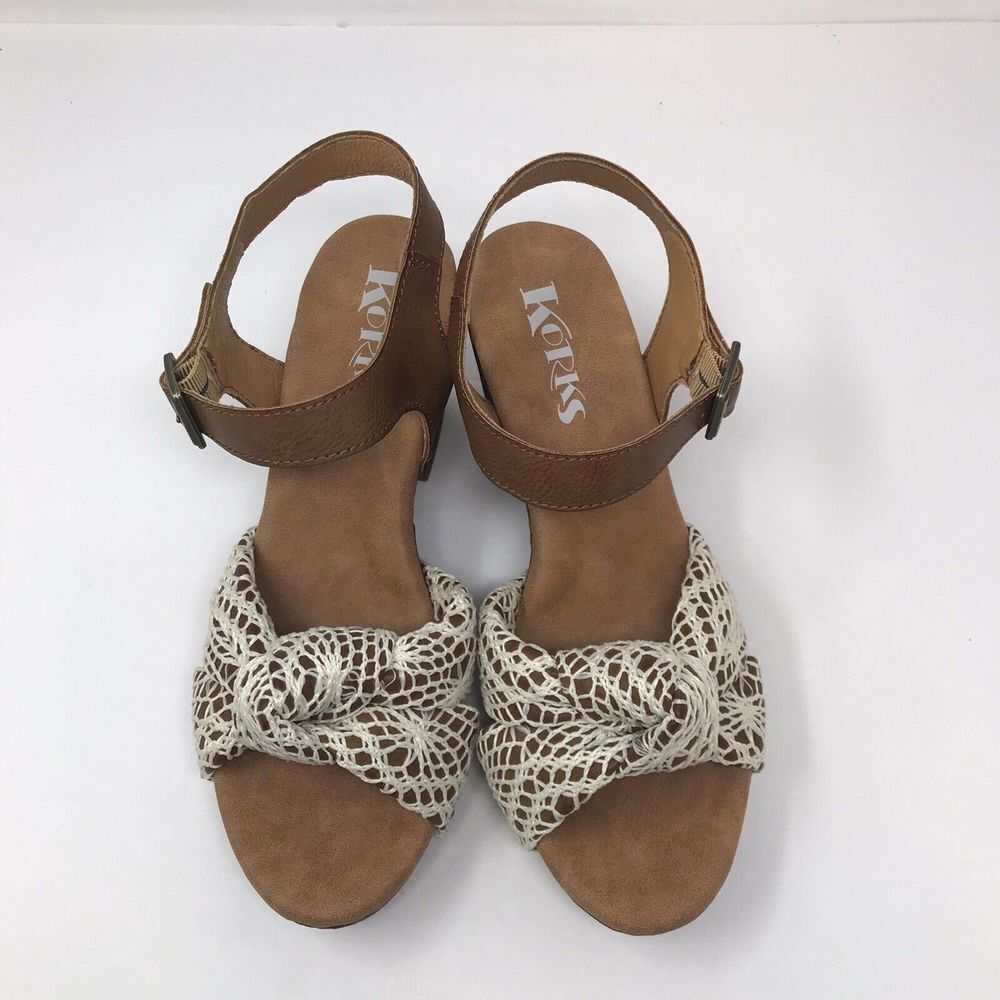 Kork Ease Natalia Women’s Slingback Sandals Platform Block Heel Crochet Size 8M - Picture 4 of 10